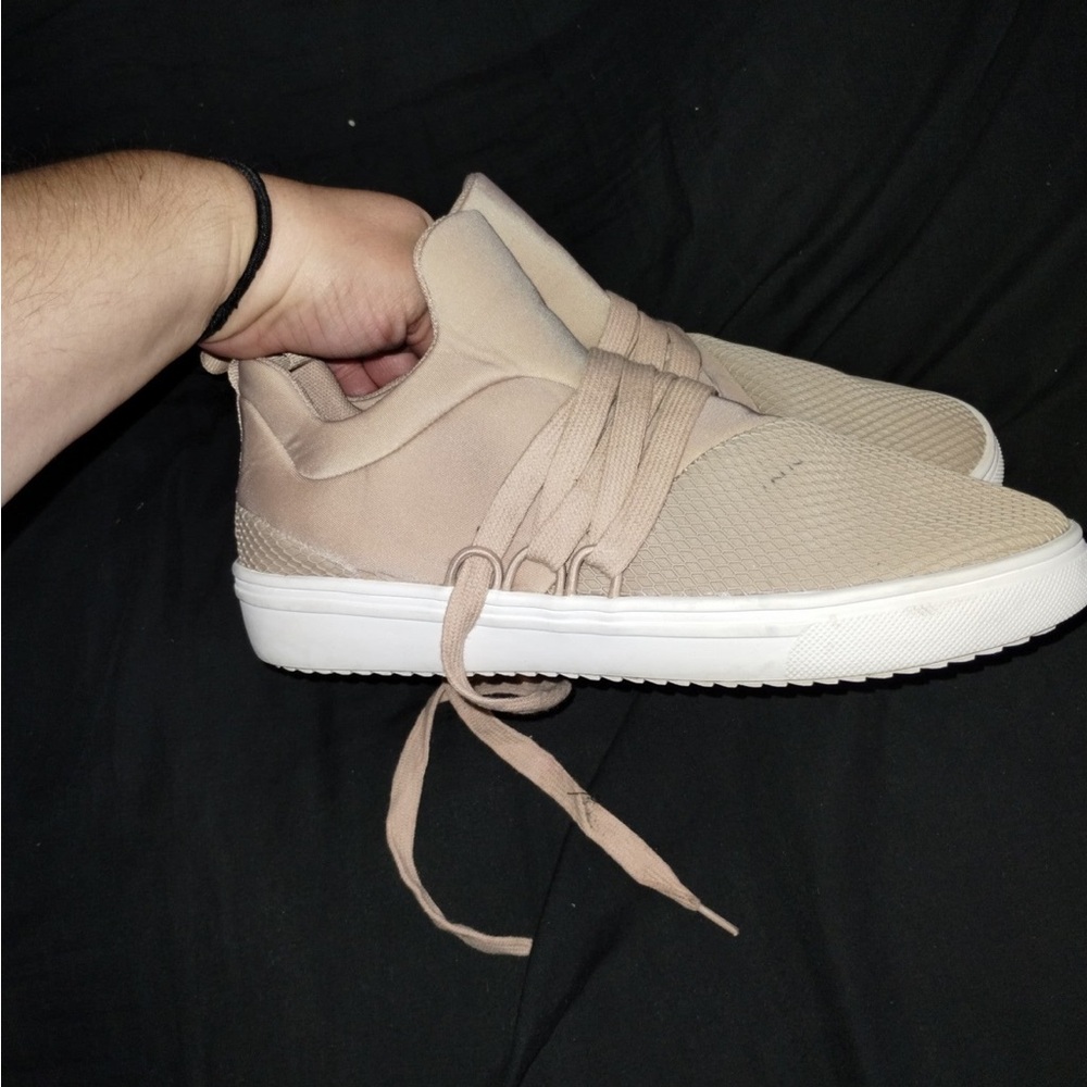 Steve Madden Tan and White Sneakers with Knit Upper
